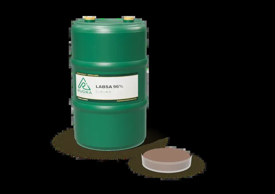LABSA 96% (Linear Alkyl Benzene Sulphonic Acid) in a Rudra International drum